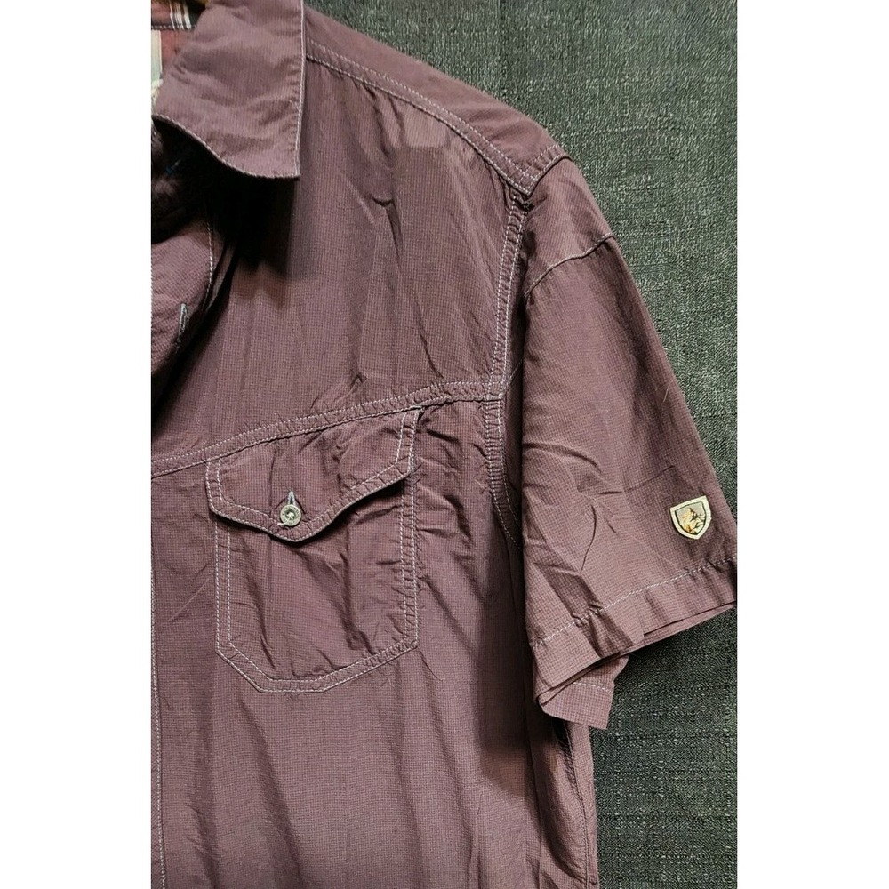 Kuhl Men's Short Sleeve Born In The Mountains Shirt Sz L Red Maroon Outdoor Hike - Picture 2 of 11